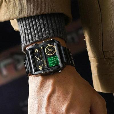 ساعت مردانه فولادی سه زمانه با سه موتور مجزا شیشه ضد خش ضد آب بین باند