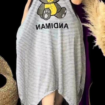 ساحلی زنانه طرح خرسی جیب دار جنس ملانژ