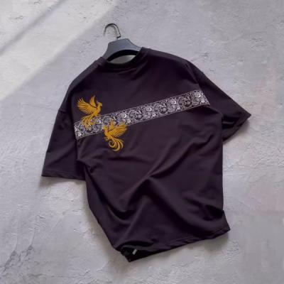 تیشرت مشکی مدل ققنوس نوار دار اصلی