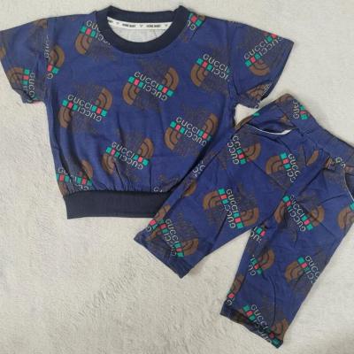 تیشرت شلوارک وارداتی رنگ سرمه ای طرحدار