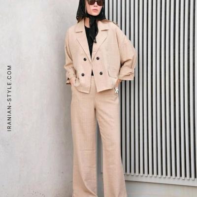 ست کت شلوار زنانه مدل کژال جنس شانتون درجه یک و خنک-154086