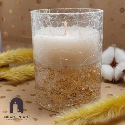 شمع دکوراتیو شیشه ای ورق طلا