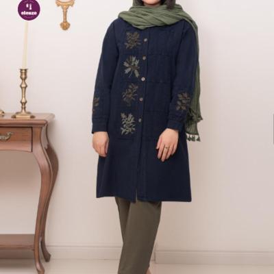 مانتو زنانه بلند دانشجویی نخی گلدوزی مدل شبدر