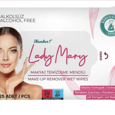 دستمال مرطوب لیدی ماری LADY MARY - پاک کننده آرایش صورت- 25 برگی- ترکیه