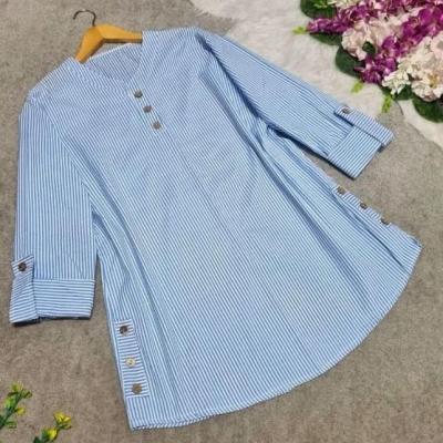 شومیز زنانه راه راه بغل دکمه