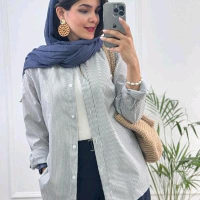 شومیز زنانه راه راه اسپرت کوتاه