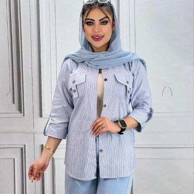 شومیز زنانه راه راه جیب صلیبی