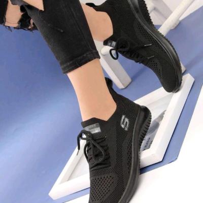 کفش کتانی اسپرت بافت (جورابی) اسکیچرز مردانه و زنانه طوسی و مشکی -ویژه