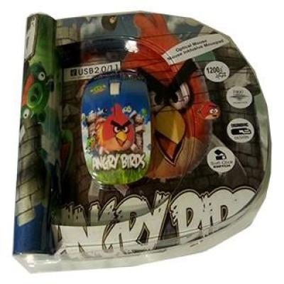 ماوس سیم دار به همراه ماوس پد فانتزی طرح انگری برردز