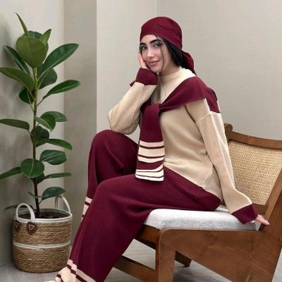 ست بلوز و شلوار بافت شالدار زنانه