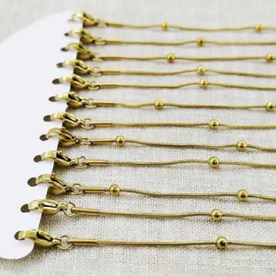 زنجیر استیل توپی طلایی رنگ ثابت ( گردنبند)