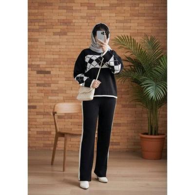 ست بلوز و شلوار بافت طرح لوزی