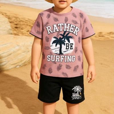 تیشرت وشورت پسرانه طرح هاوایی سایز 40و45