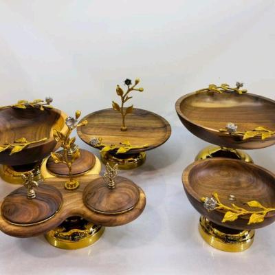 ست پذیرایی 5تیکه گل لاله چوب گردو