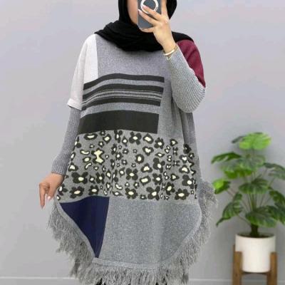 پانچو بافت زنانه پشمی مدل ضخیم