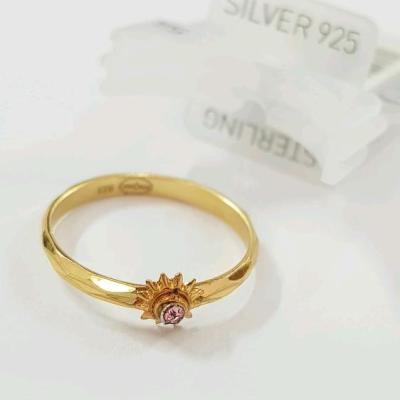 انگشتر نقره عیار 925 ، آبکاری طلا ، نگین دار ، عیار حک شده داخل انگشتر