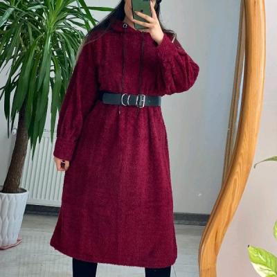 مانتو بافت مدل کفتان تدی کلاهدار کد 1346