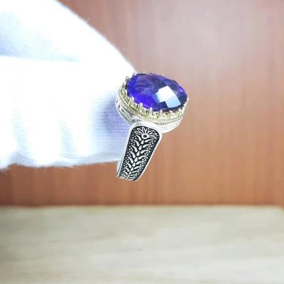 انگشتر نقره با نگین امتیست