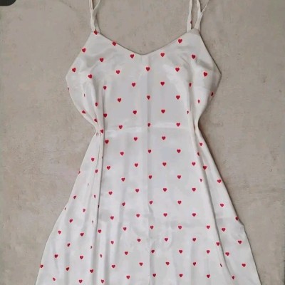 پیراهن ساتن ابریشم طرح قلبی