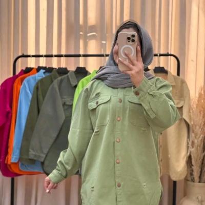 مانتو اسپرت زنانه کتان مدل کتان ضخیم 420گرمی زاپدار قد 75