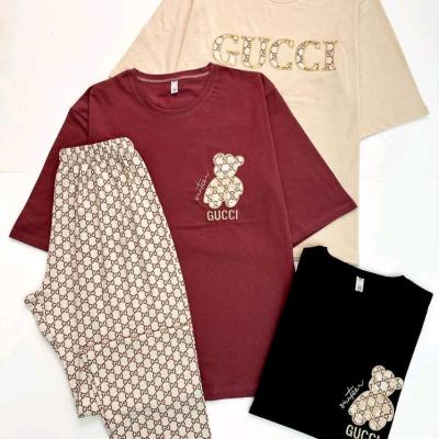 ست تیشرت شلوار نخ پنبه قواره دار-157329