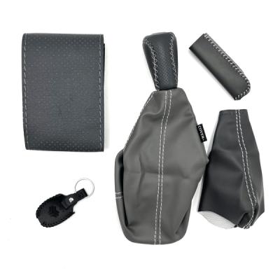 ست دورفرمان دوختنی و سردنده و کاور سوئیچ پراید خاکستری کد S02