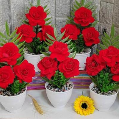 رز مخمل 3گل پشت برگ