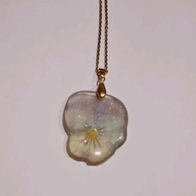 گردنبند طرح بنفشه با زنجیر استیل