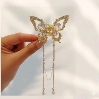 کلیپس فلزی مجلسی کوچک نگین و مروارید وارداتی آویزدار