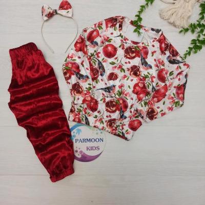 لباس یلدایی دخترانه طرح گل و انار سایز 40 الی 60