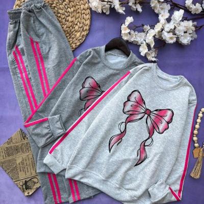 بلوز وشلوار دخترانه پاپیون جنس ملانژ دورس