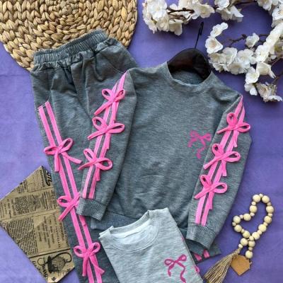 ست دخترانه پاپیون جنس ملانژ دورس