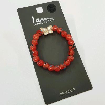 دستبند کشی سنگ مصنوعی ، پروانه طلایی ، کار ترند مینیمال ، فری سایز