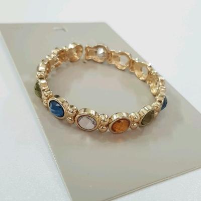 دستبند بنگل کشی طلایی کریستالی رنگی ، کار فوق العاده زیبا و درخشان