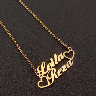 گردنبند دو اسم قلبی سفارشی