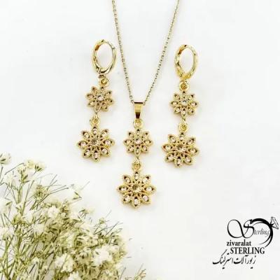 نیمست آویز گلدار مشابه طلا کد 20504