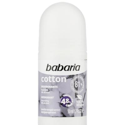 مام رول ضد تعریق دئودورانت باباریا مدل کتان Babaria Cotton 48h 50ml