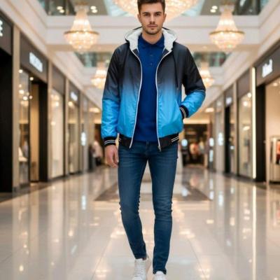 کاپشن مردانه دورنگ ، ارسال رایگان ، سایزبندی ، آبی ، جنس مموری وارداتی