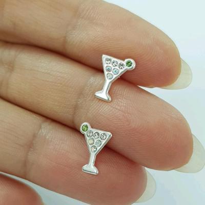 گوشواره گلگوش نقره عیار 925 ، مدل جام نگین دار ، بسیار زیبا