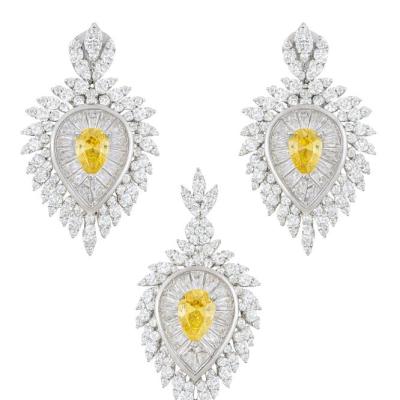 نیم ست نقره زنانه مدل الماس گلابی