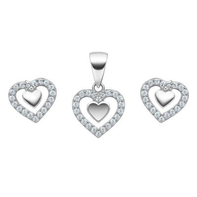 نیم ست نقره زنانه مدل قلب SM N789