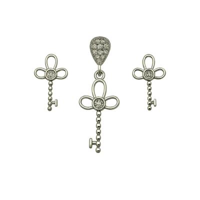 نیم ست نقره زنانه مدل کلید تاج SM N289