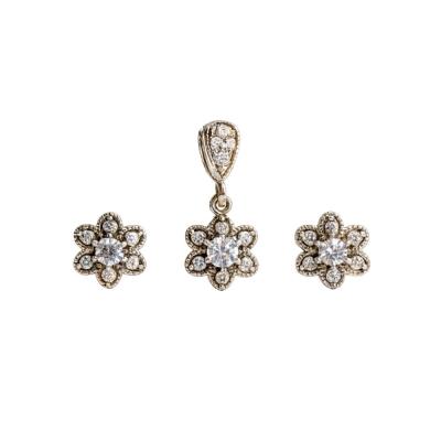 نیم ست نقره زنانه مدل گل الماس