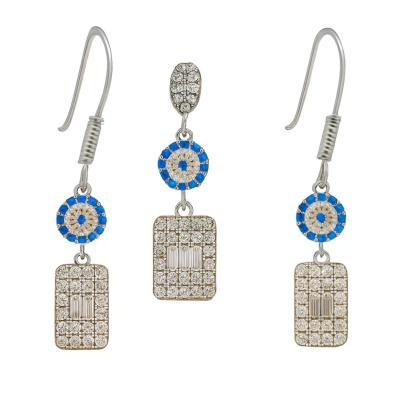 نیم ست نقره زنانه مدل یاقوت کبود