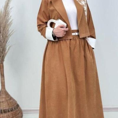 ست3تیکه(کت+دامن+کمربند) مجلسی زنانه مدل عسل جنس میکرو مخملی اعلا