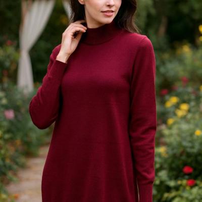 بلوز بافت زرشکی زنانه بلند