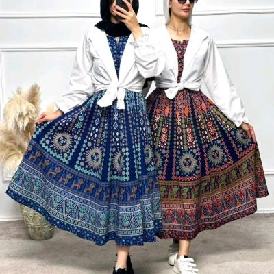 سارافون زنانه کتان مدل سارافون به همراه شومیز رویی