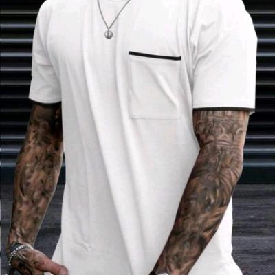 تیشرت جیبی مردانه با خط کنتراست سفید سوپر پنبه