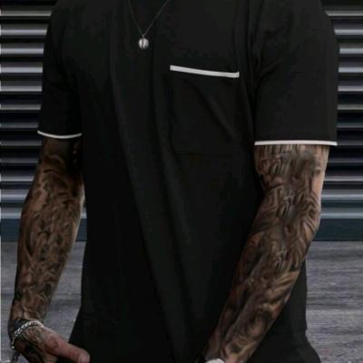 تیشرت جیبی مردانه با خط کنتراست مشکی سوپر پنبه