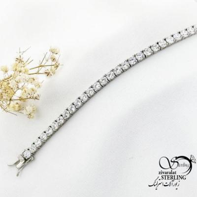 دستبند تنیسی سفید با نقره ایتالیا کد 17821